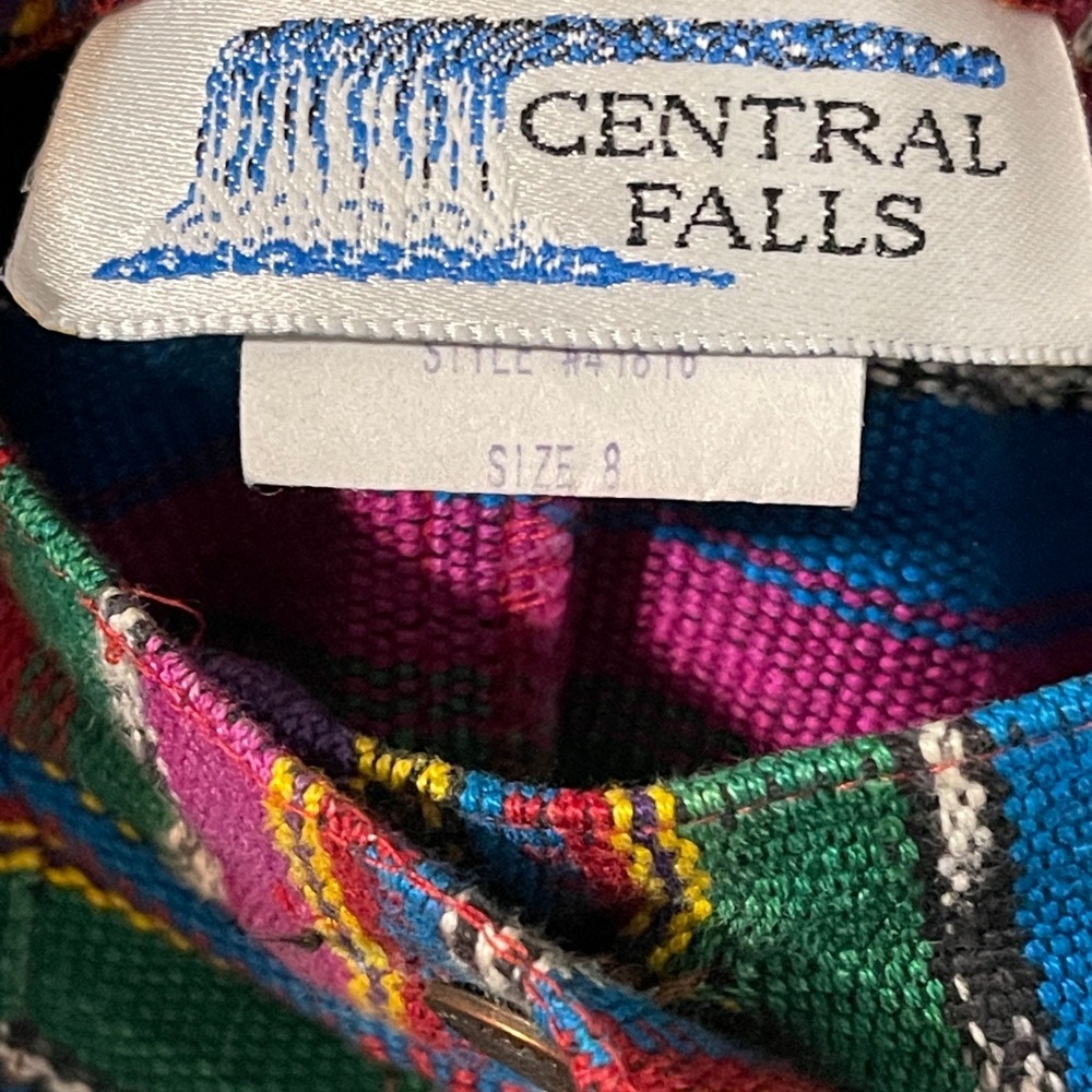 Vtg Central Falls Serape Striped Midi Skirt Boho Southwestern Cowgirl Size 8 - Picture 4 of 14
